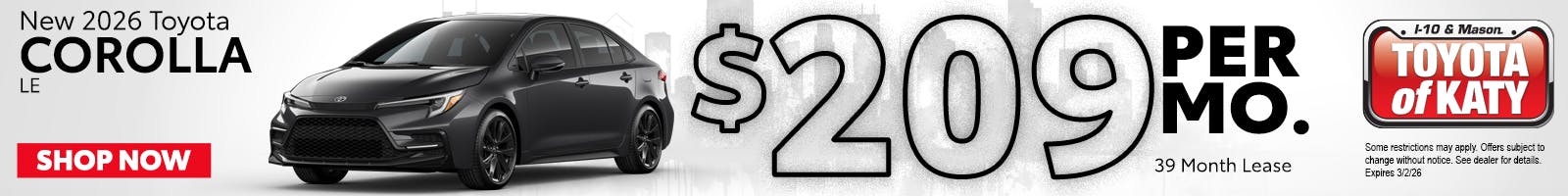New 2026 Toyota COROLLA LE
