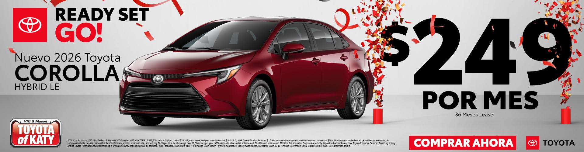 2026 Corolla – $249 Por Mes