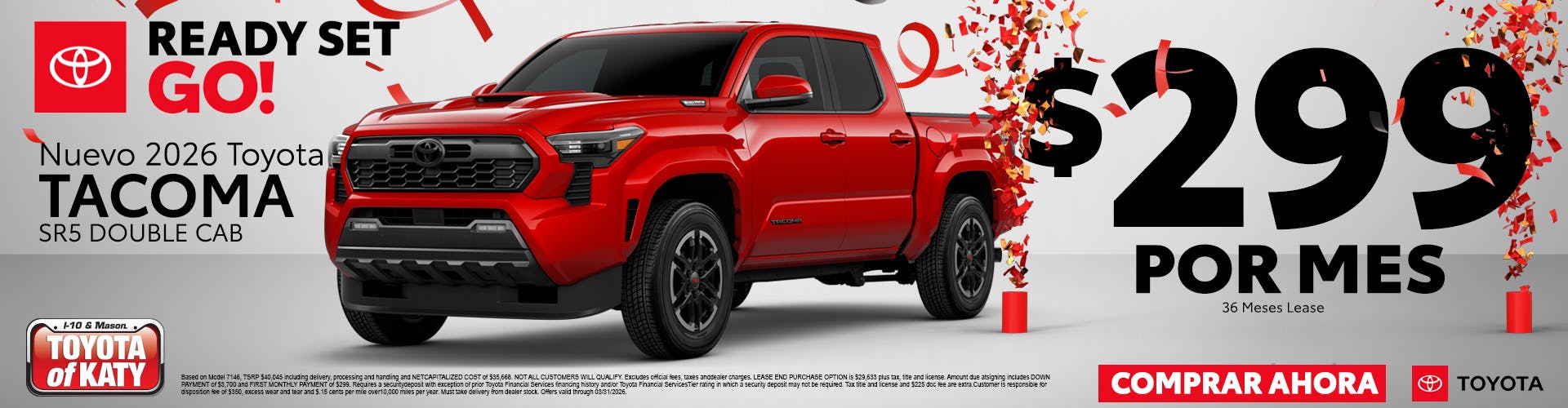 2026 Tacoma – $299 Por Mes