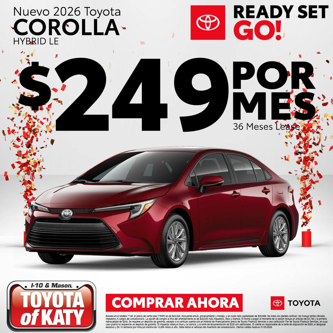 2026 Corolla – $249 Por Mes