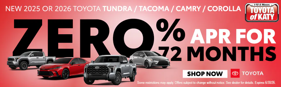 0% for 72 months | Toyota of Katy
