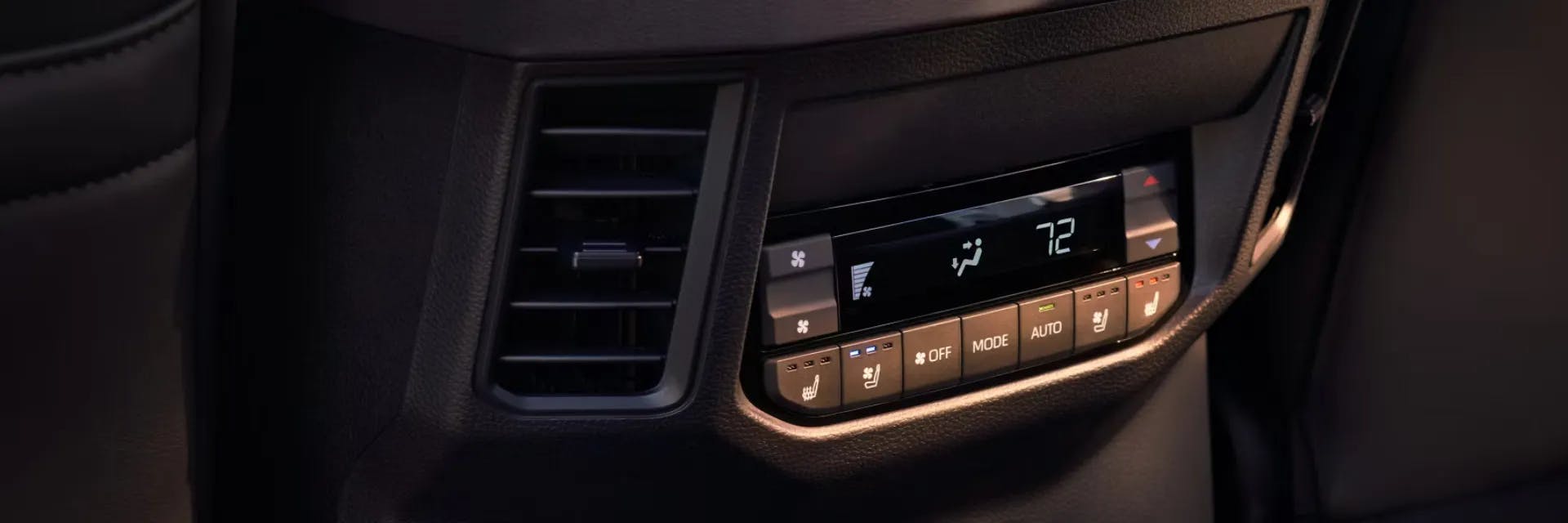 Close-up image of the backseat comfort controls for the 2025 Sequoia