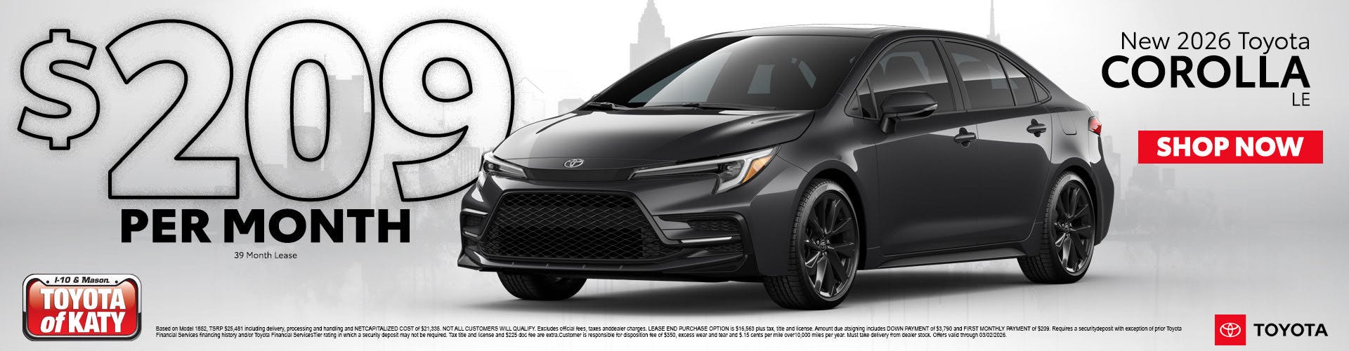 New 2026 Toyota COROLLA LE