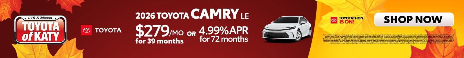 2026 Camry LE Toyotathon Sales Event