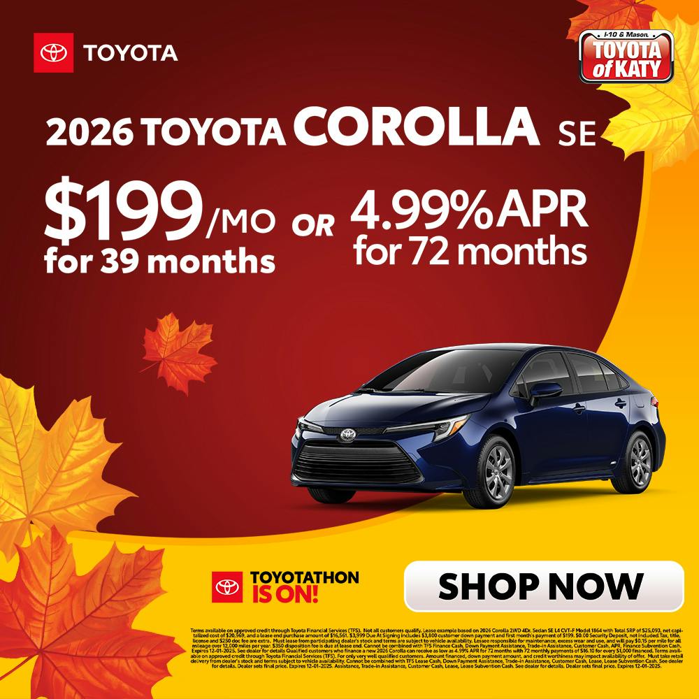 2026 Corolla LE Toyotathon Sales Event