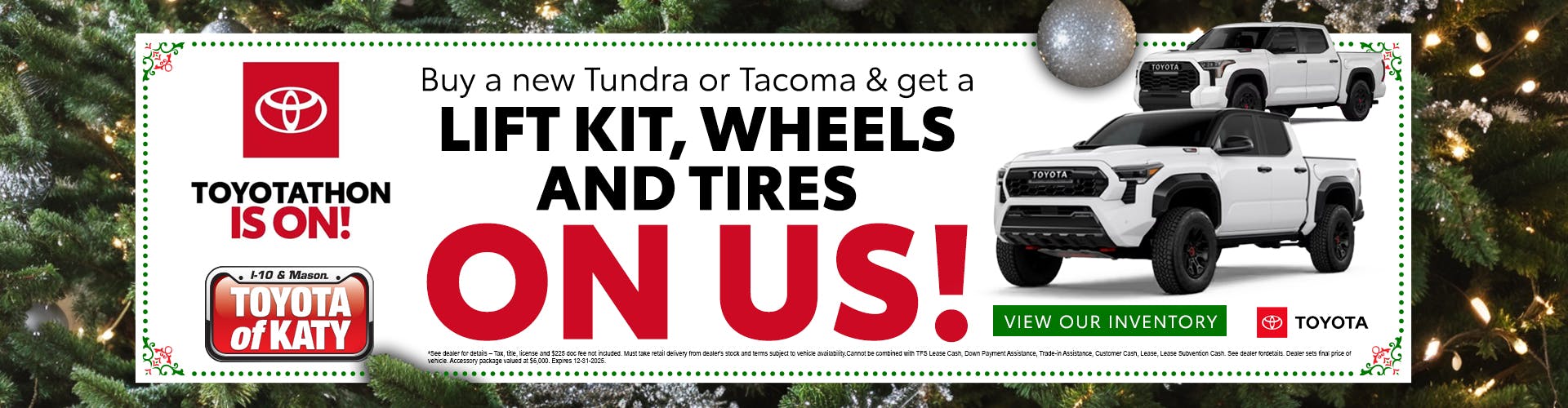 Lift Kit, Wheels and Tires ON US!