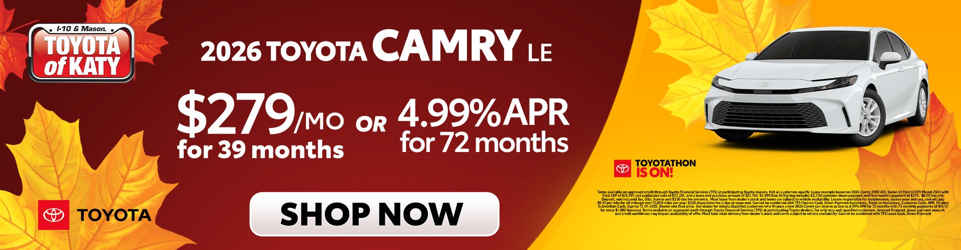 2026 Camry LE Toyotathon Sales Event