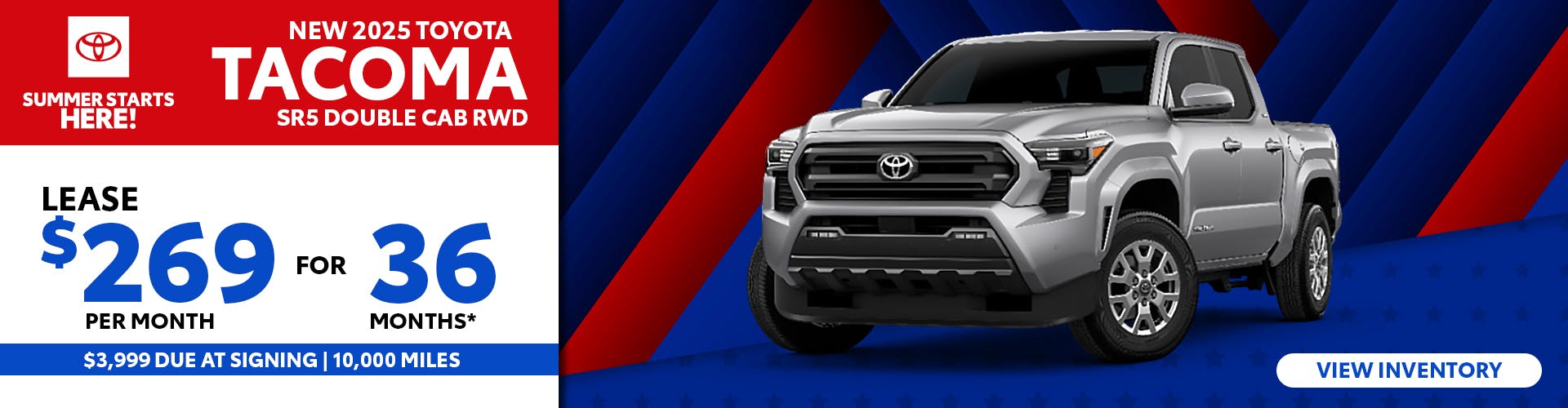 New 2025 Toyota Tacoma Lease For $269 Per Month