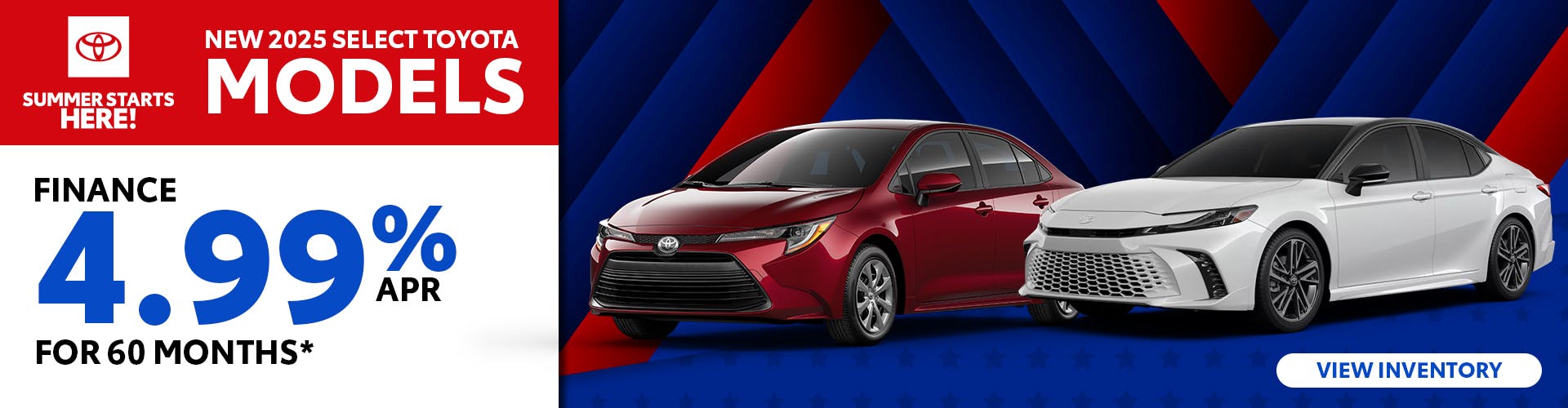 New 2025 Select Toyota Models Finance For 4.99% APR