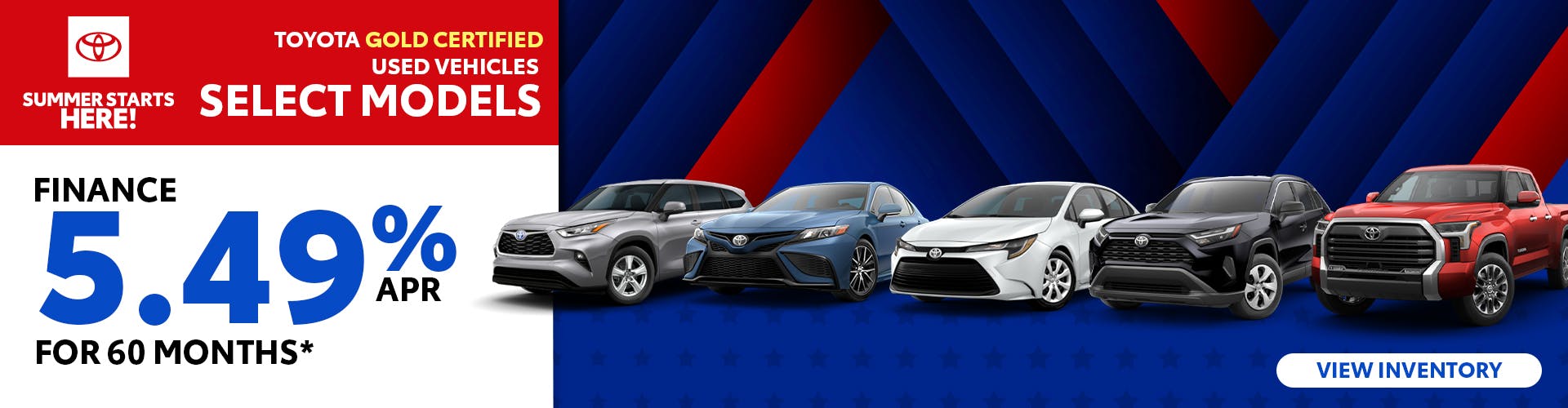 Toyota Gold Certified Select Models – Finance for 5.49% APR