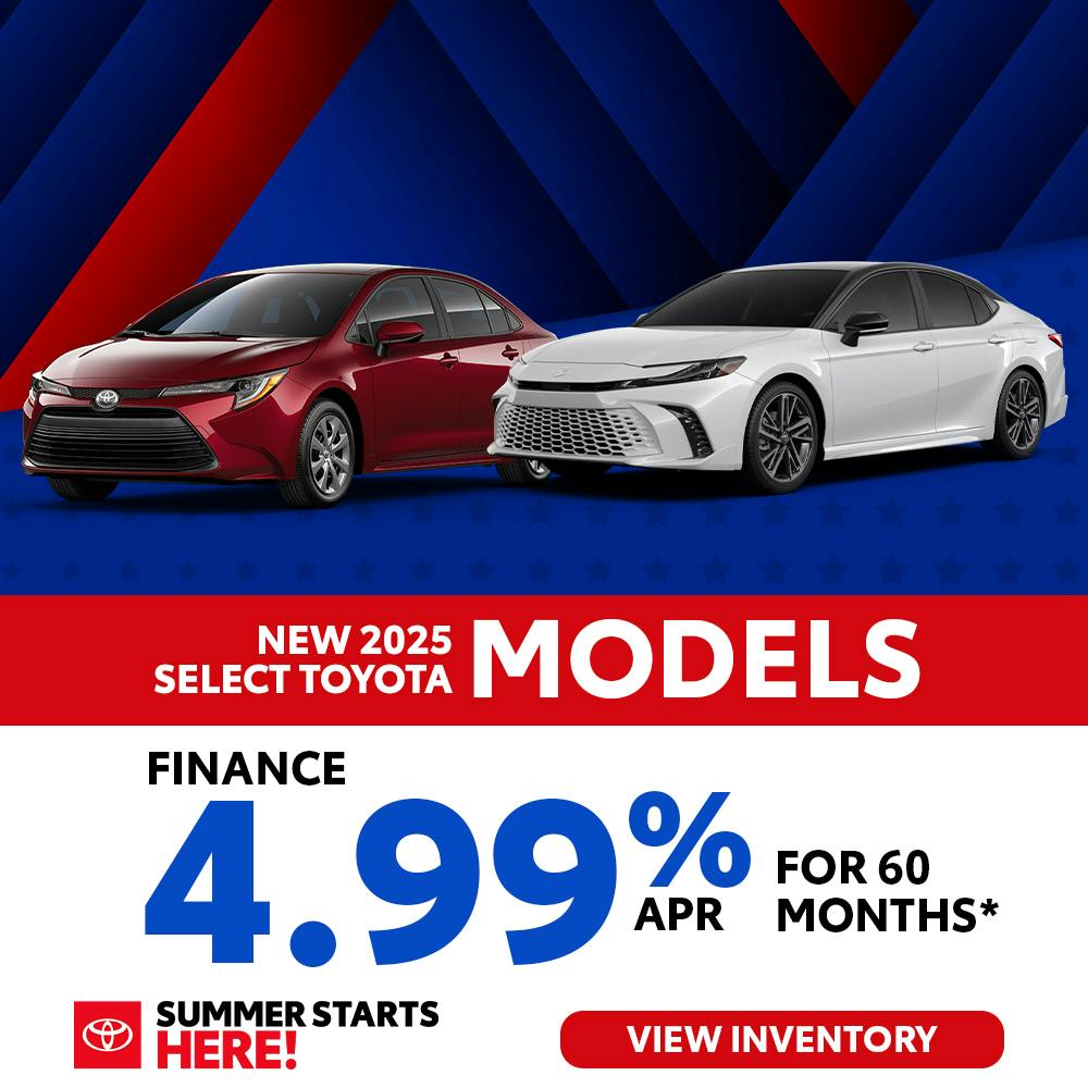 New 2025 Select Toyota Models Finance For 4.99% APR