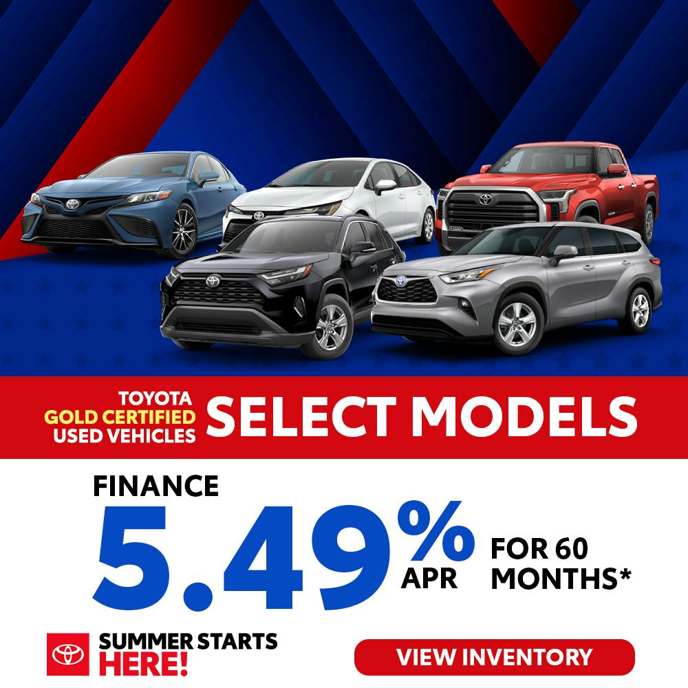 Toyota Gold Certified Select Models – Finance for 5.49% APR