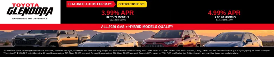 3.99% APR – 4.99% APR | Toyota of Glendora