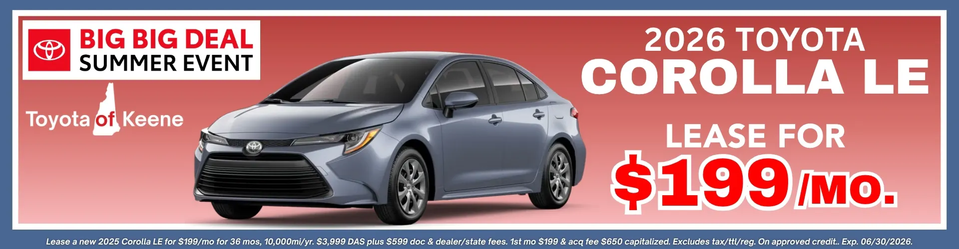 2026 Toyota Corolla LE Lease