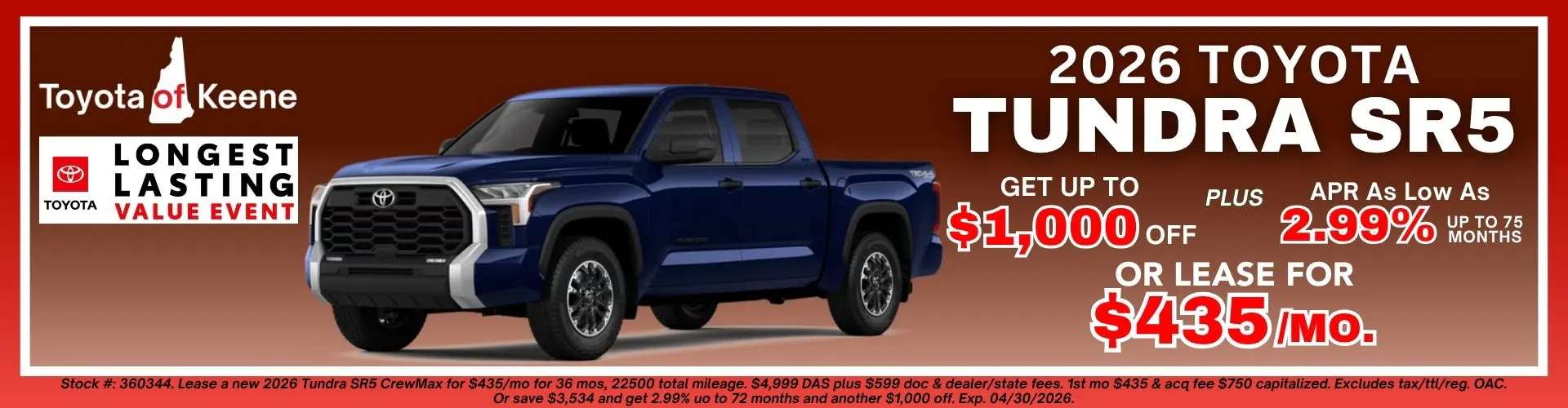 2026 Toyota Tundra SR5 Lease