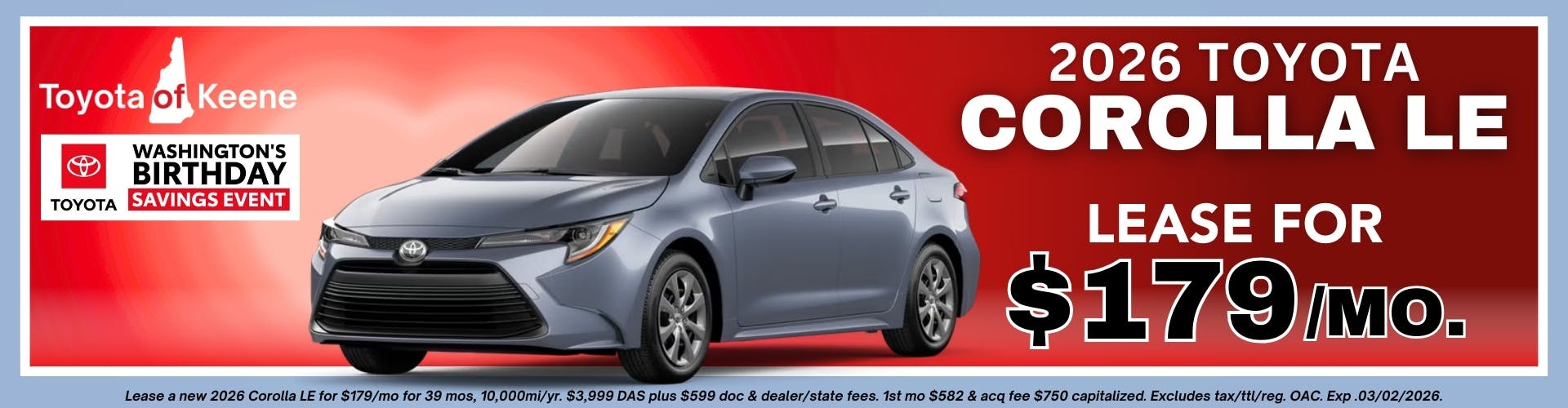 2026 Toyota Corolla LE Lease