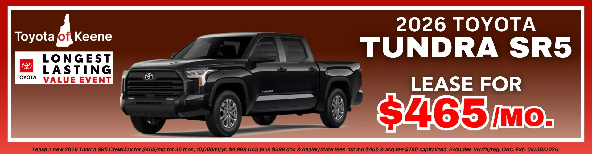 2026 Toyota Tundra SR5 Lease