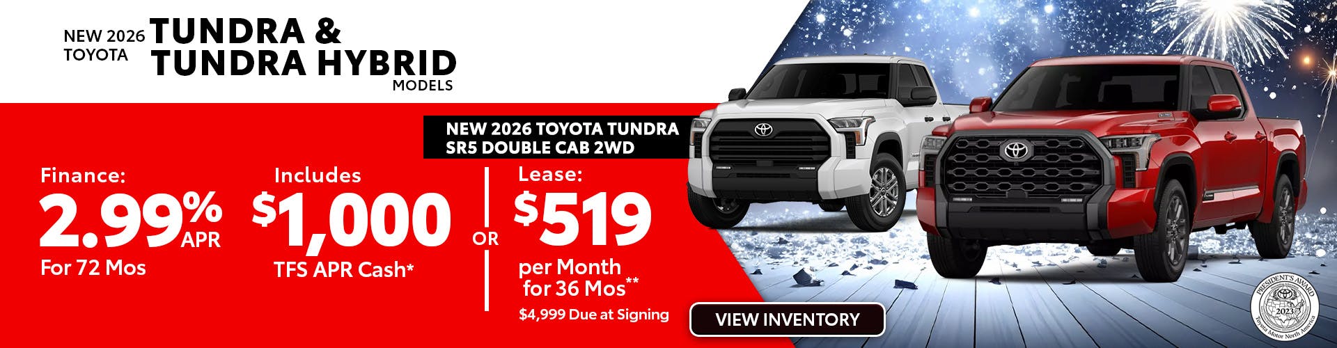 New 2026 Toyota Tundra and Tundra Hybrid Models OR New 2026 Toyota Tundra SR5 Double Cab 2WD