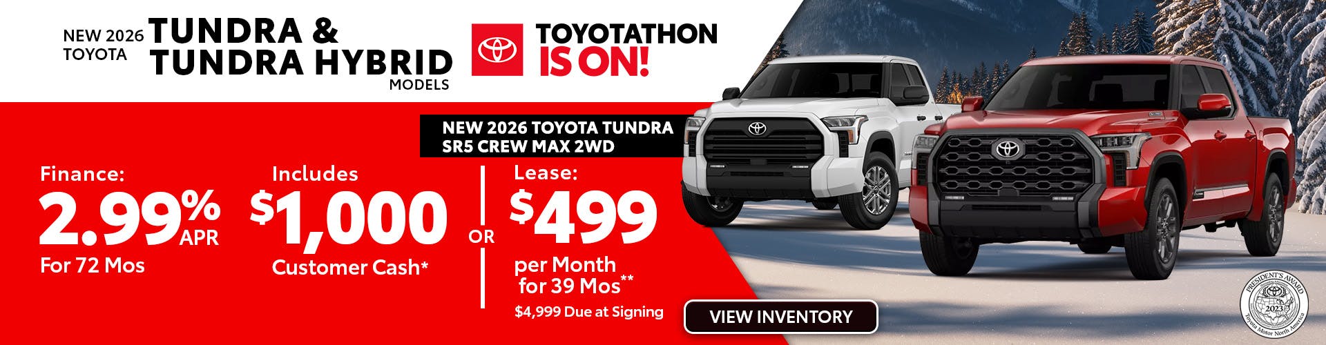 New 2026 Toyota Tundra and Tundra Hybrid Models OR New 2026 Toyota Tundra SR5 Crew Max 2WD