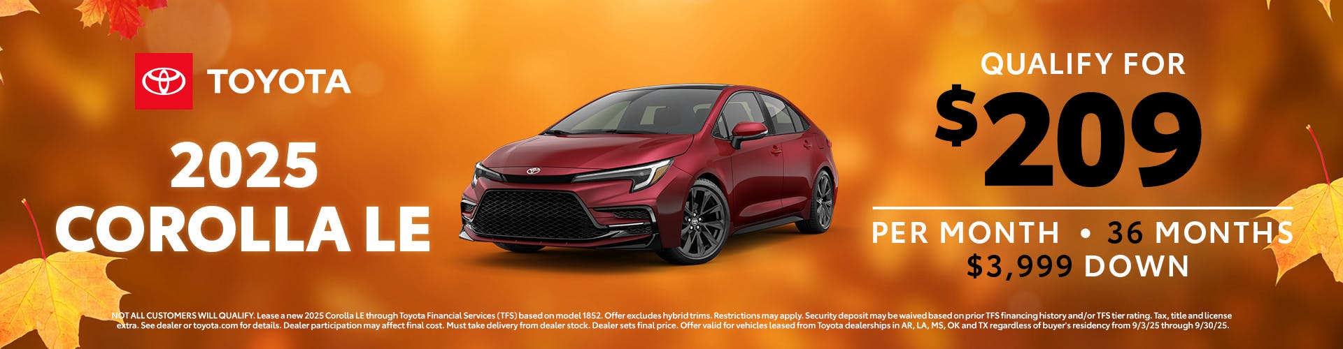 September 2025 GST Corolla Lease