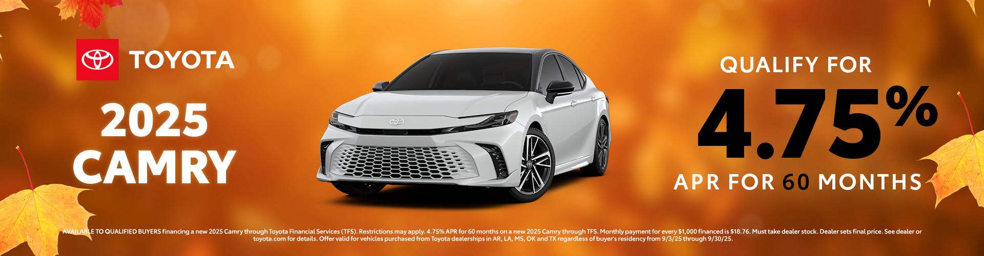 September 2025 GST Camry APR