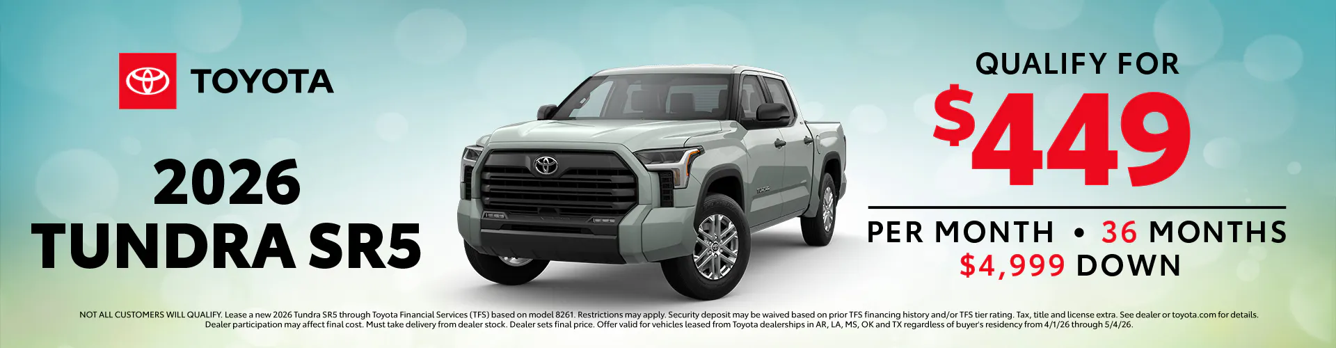 April 2026 GST Tundra Lease