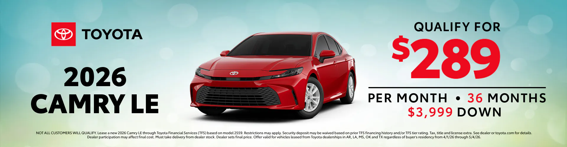 April 2026 GST Camry Lease