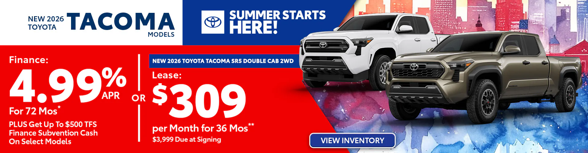 New 2026 Toyota Tacoma Models OR New 2026 Toyota Tacoma SR5 Double Cab 2WD