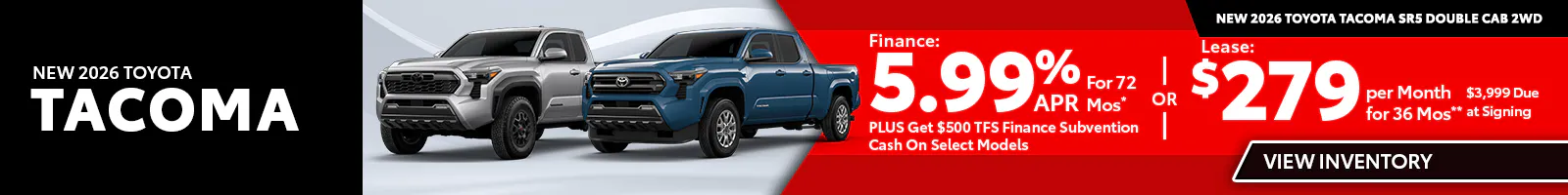 New 2026 Toyota Tacoma OR New 2026 Toyota Tacoma SR5 Double Cab 2WD