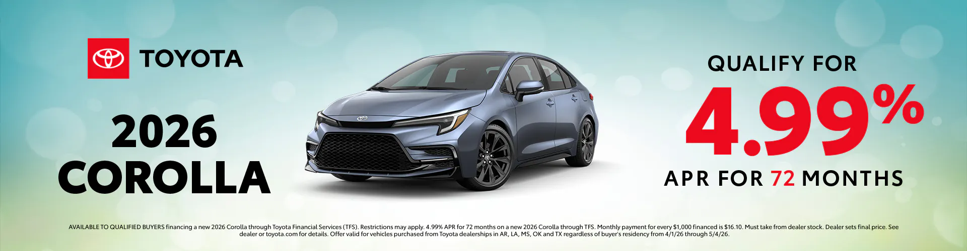 April 2026 GST Corolla APR