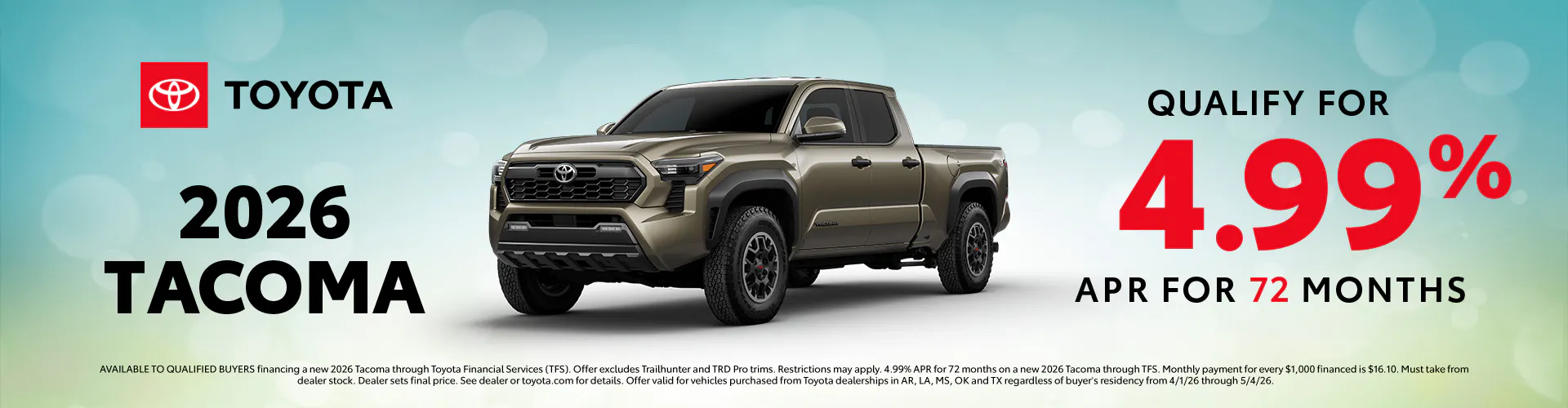 April 2026 GST Tacoma APR