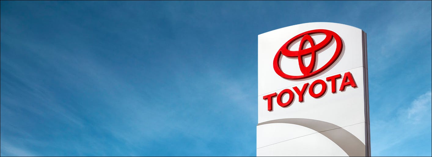 toyota sign marquee with blue sky