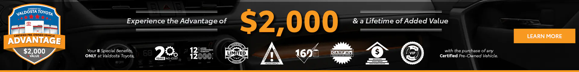 Certified Vehicle Advantage Banner | Valdosta Toyota