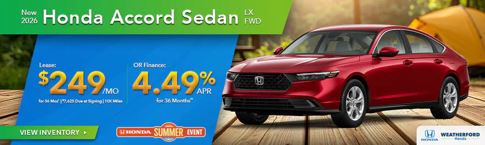 New 2026 Honda Accord Sedan LX FWD | Weatherford Honda