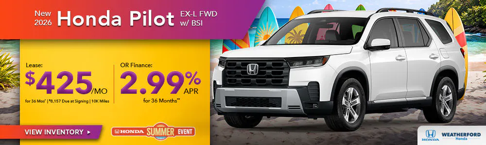 New 2026 Honda Pilot EX-L FWD w/ BSI | Weatherford Honda