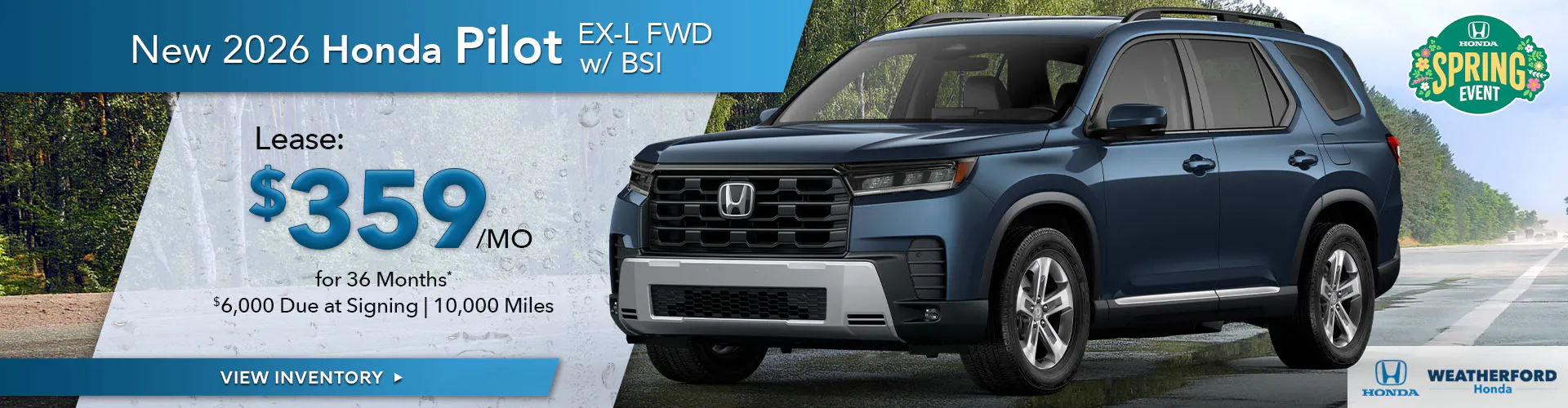 New 2026 Honda Pilot EX-L FWD w/ BSI