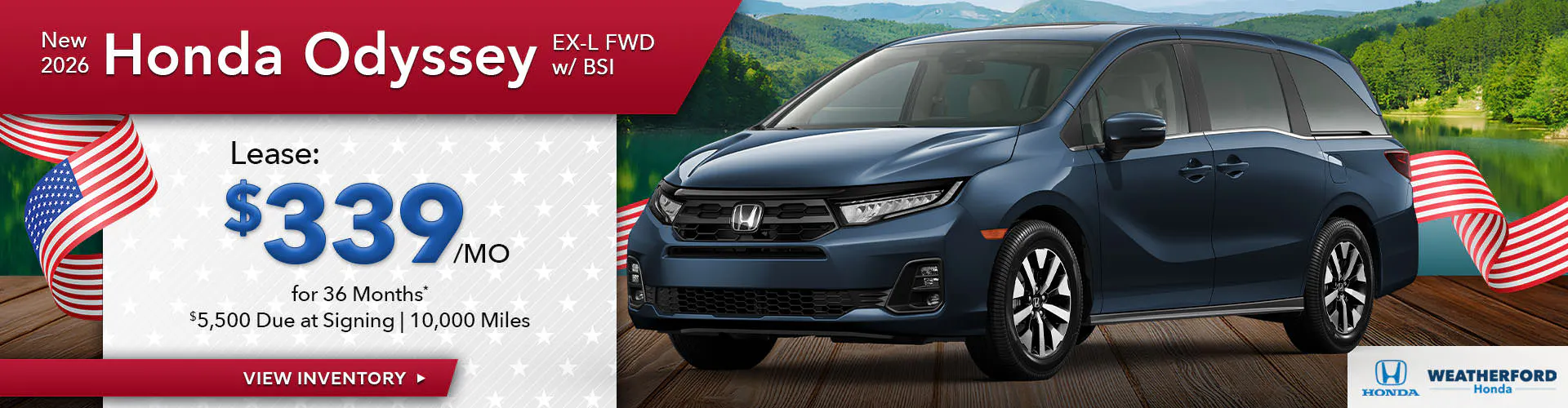 New 2026 Honda Odyssey EX-L FWD w/ BSI