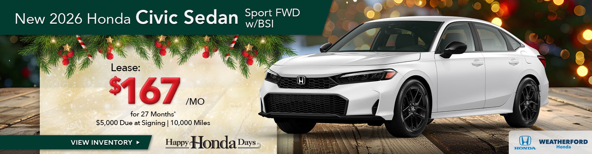 New 2026 Honda Civic Sedan Sport FWD w/ BSI