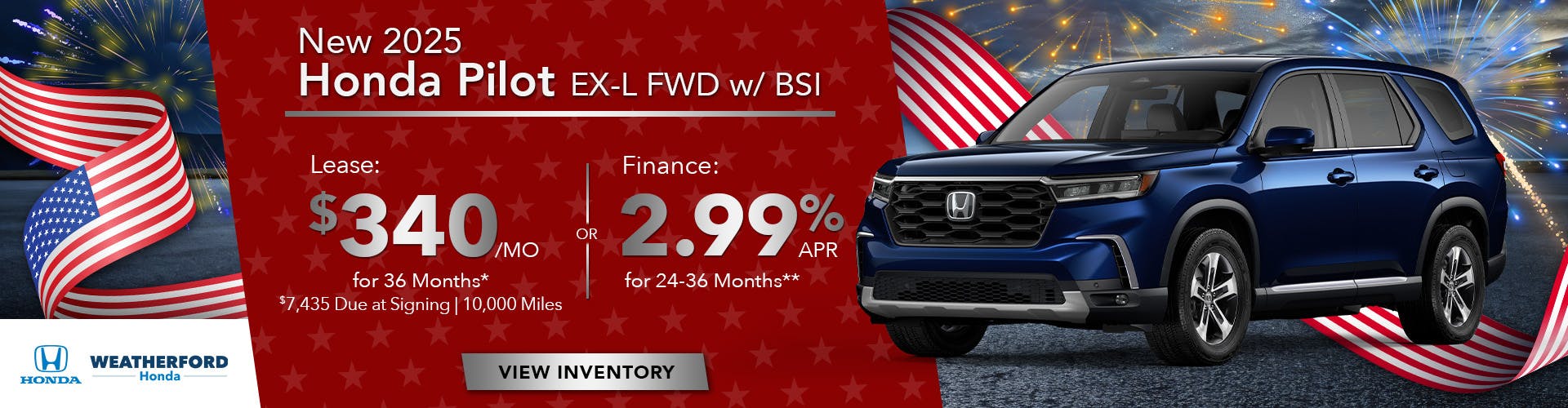 New 2025 Honda Pilot EX-L FWD w/ BSI
