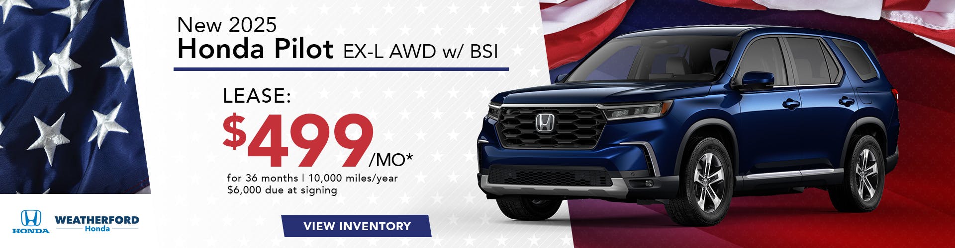 New 2025 Honda Pilot EX-L AWD w/ BSI