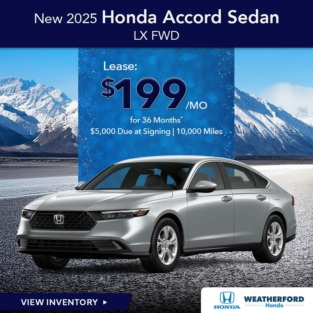 New 2025 Honda Accord Sedan LX FWD | Weatherford Honda