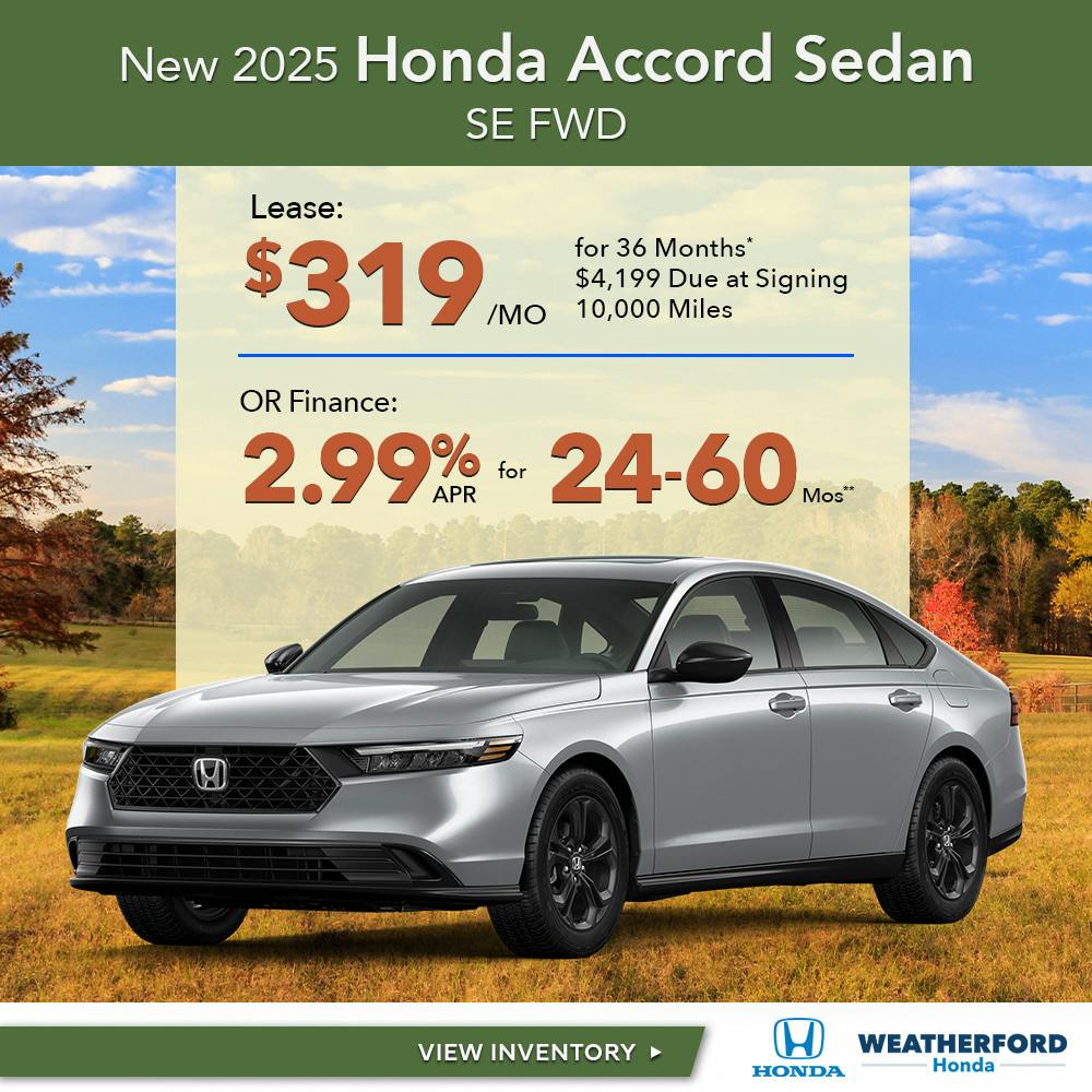 New 2025 Honda Accord Sedan SE FWD | Weatherford Honda