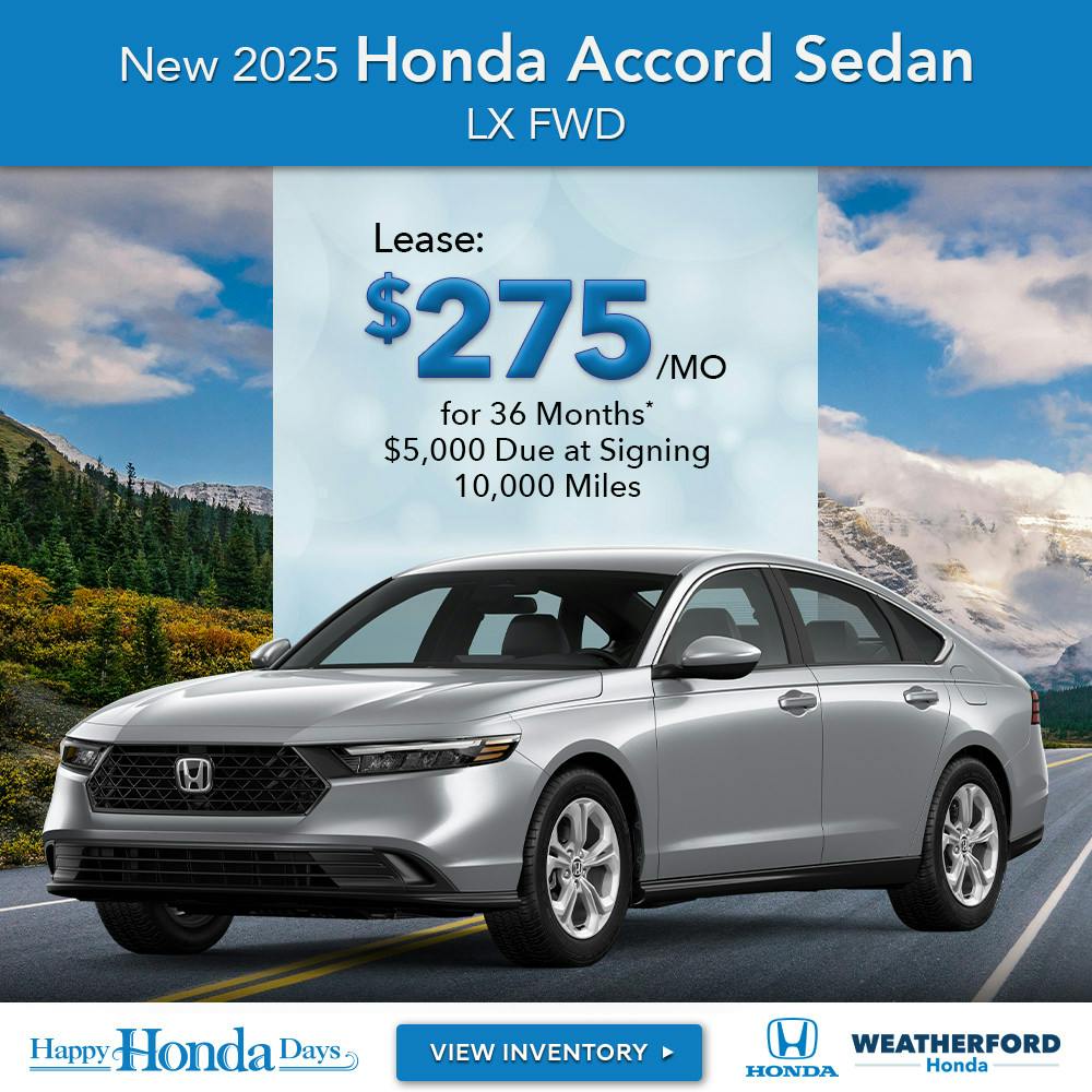 New 2025 Honda Accord Sedan LX FWD | Weatherford Honda