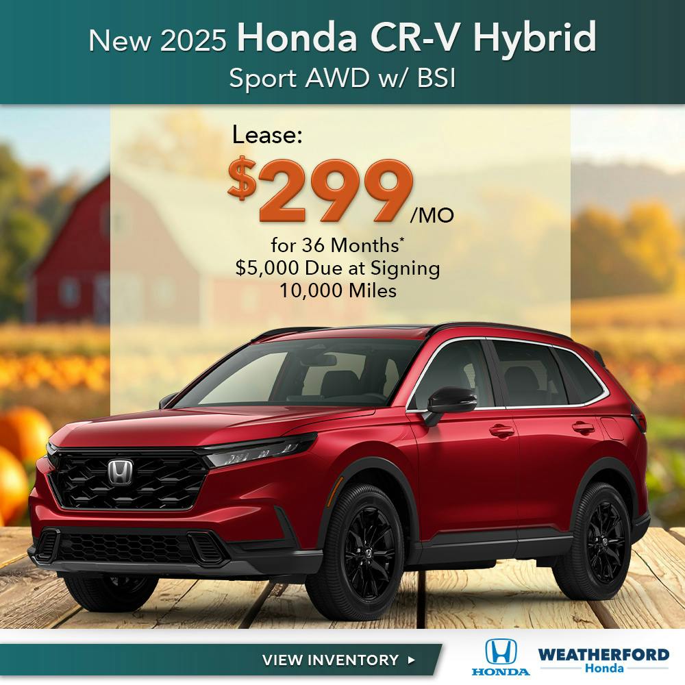 New 2025 Honda CR-V Hybrid Sport AWD w/BSI | Weatherford Honda