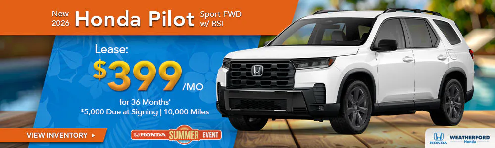 New 2026 Honda Pilot Sport FWD w/ BSI | Weatherford Honda