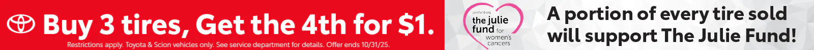 Buy 3 tires, Get the 4th for $1 | Wellesley Toyota